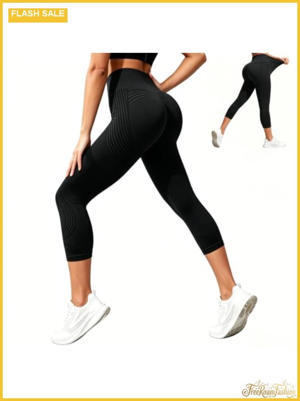 Capri Leggings High Waist Tummy Control Compression 3D Sculpting Women's